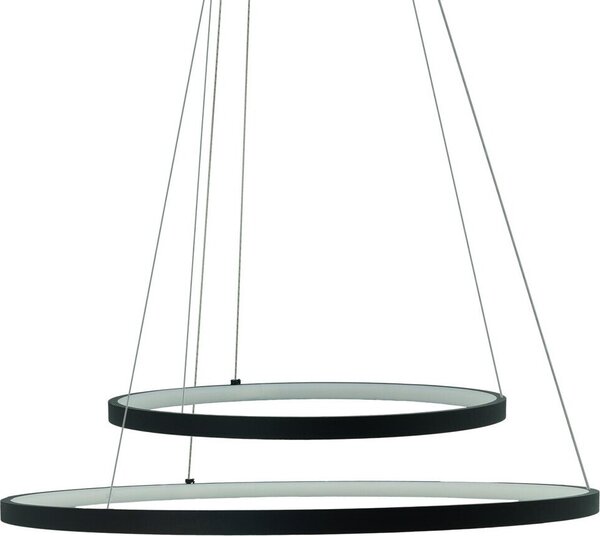 Lampada a sospensione nera 2 anelli LED 54W Peoria IdeaLed