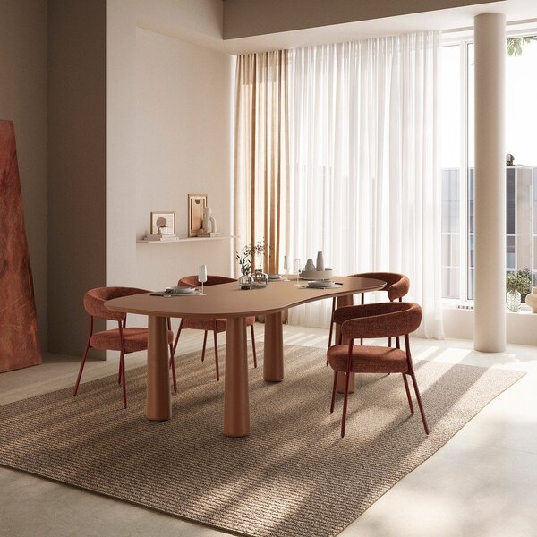 Set di sedie da pranzo color terracotta in imbottito con braccioli 2 pz Yuri – MOME