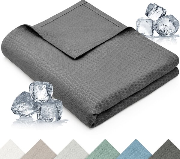 Blumtal coperta rinfrescante 150x200 cm - Coperta estiva in bambù per divano e letto, traspirante e rinfrescante - grigio scuro, ideale come coperta da viaggio - grigio scuro