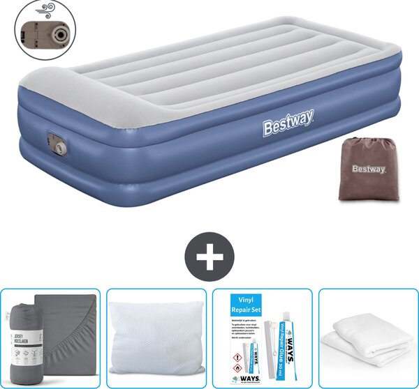 Materasso gonfiabile Bestway - 1 persona - 97 x 191 x 46 cm - Grigio/Blu - Accessori inclusi