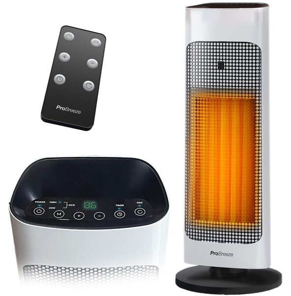 Stufa elettrica Vetroceramica per riscaldamento ambienti - 2000W - Con termostato e telecomando