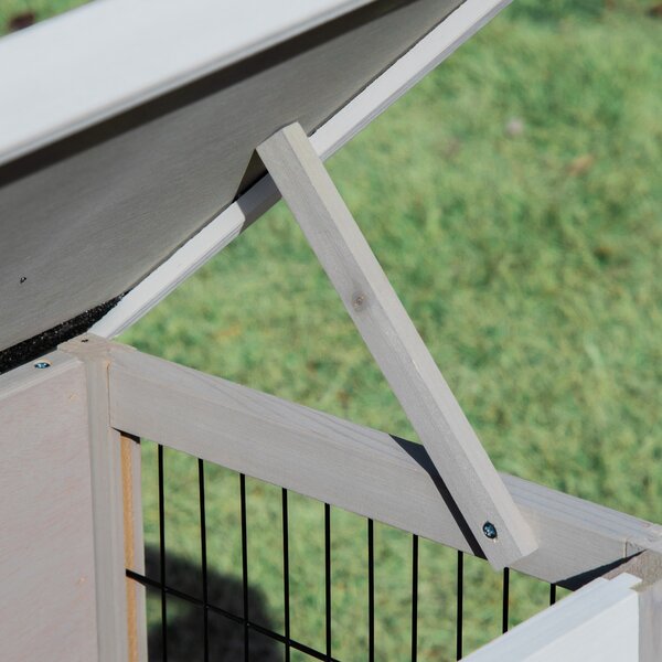 PawHut Clapier in legno per coniglio con tetto in asfalto mangiatoia vassoio amovibile e 2 porte 91 x 46 x 71 cm grigio