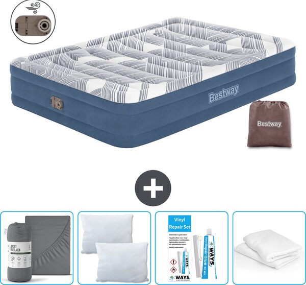 Materasso gonfiabile Bestway - 2 persone - 152 x 203 x 36 cm - Blu - Accessori inclusi