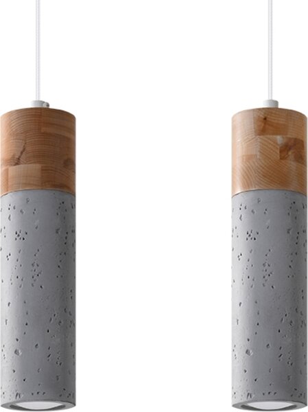 Lampada a sospensione KASPRO marrone-grigio 2xGU10x40W in cemento architettonico, dimensioni: 120x30x6 cm, IP20, Pure Lume