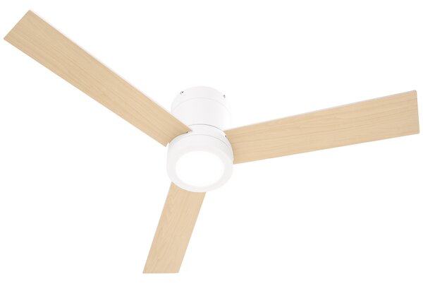 HOMCOM Ventilatore da soffitto 2 in 1 con luce LED 3 velocità silenzioso - telecomando - diametro 112 cm, naturale e bianco