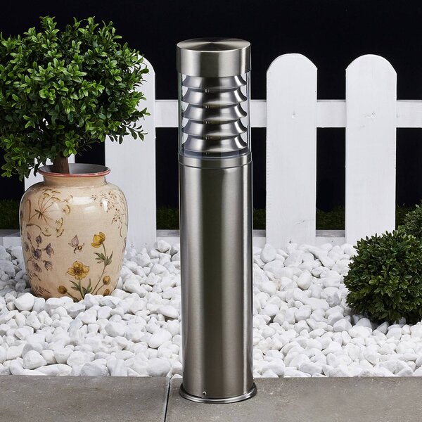 Lindby Lampioncino Enja, 50 cm, acciaio inox, IP44, E27 Enja Lindby, dimmerabile, Alluminio / Grigio / Zincato, Acciaio Inox, Moderno, Lampada da esterni