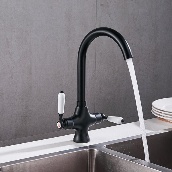 Rubinetto da cucina retrò in ottone nero METIS LAUFERI