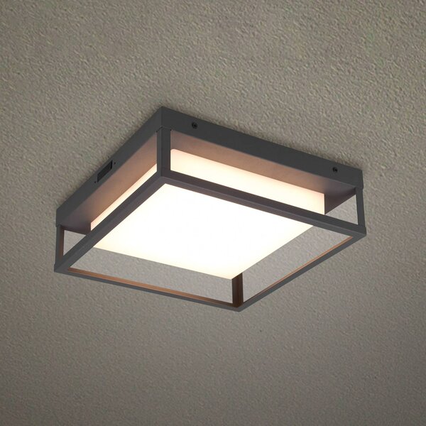 Trio Lighting Plafoniera da esterno a LED Witham IP54, CCT, antracite, Nero, Metallo, Moderno, Plafoniere LED
