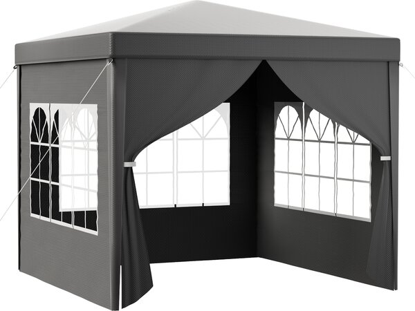 Gazebo Toboli 3 x 3 m in grigio con protezione UV 50+, gazebo da giardino con lati rimovibili, gazebo per feste con finestre, ad esempio per terrazze e festival