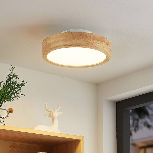 Plafoniera soffitto Lanira Lindby, dimmerabile, Legno chiaro, Soggiorno / Sala da pranzo, Legno, Moderno, Plafoniera