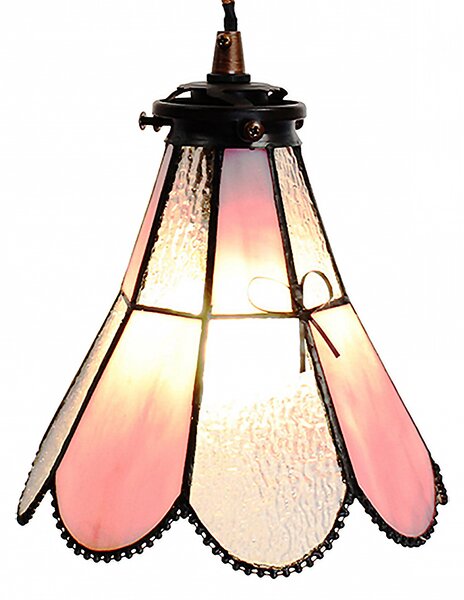 Clayre & Eef lampada a sospensione Tiffany Ø 18x90 cm vetro rosa