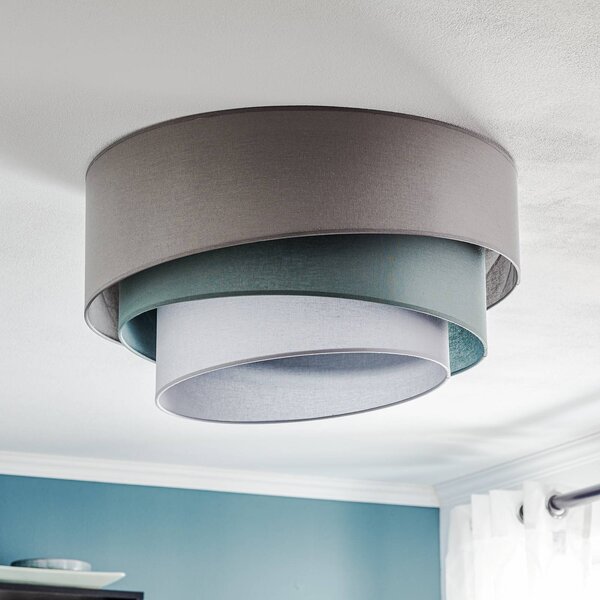 Plafoniera soffitto Trio monocolor Euluna, dimmerabile, Alluminio / Grigio / Zincato, Soggiorno / Sala da pranzo, Tessuto / Stoffa / Seta, Moderno, Plafoniera