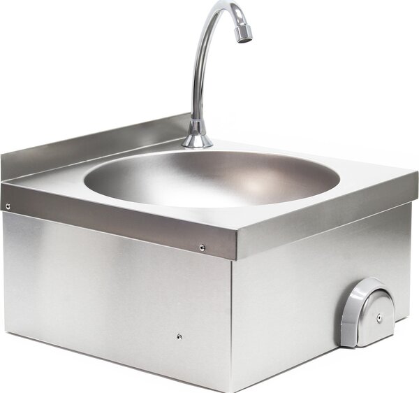 XPOtool lavello gastro in acciaio inox con bacino interno rotondo, funzionamento igienico a ginocchio per il montaggio a parete per il laboratorio della cucina di catering