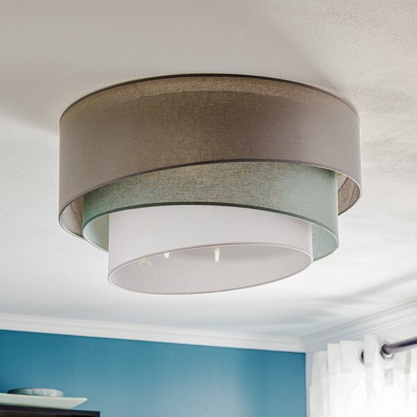 Plafoniera soffitto Trio monocolor Euluna, dimmerabile, Alluminio / Grigio / Zincato, Soggiorno / Sala da pranzo, Tessuto / Stoffa / Seta, Moderno, Plafoniera