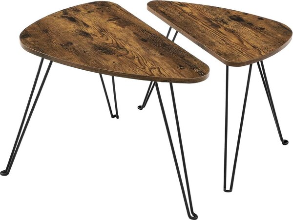 VASAGLE set di 2 tavolini, tavoli allungabili, tavolini da caffè, per soggiorno, sala da pranzo, camera da letto, stile industriale, rustico marrone e nero