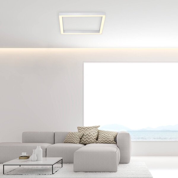 PURE Plafoniera a LED Lines Square, dimmerabile, Alluminio / Grigio / Zincato, Soggiorno / Sala da pranzo, Alluminio, Moderno, Plafoniera LED