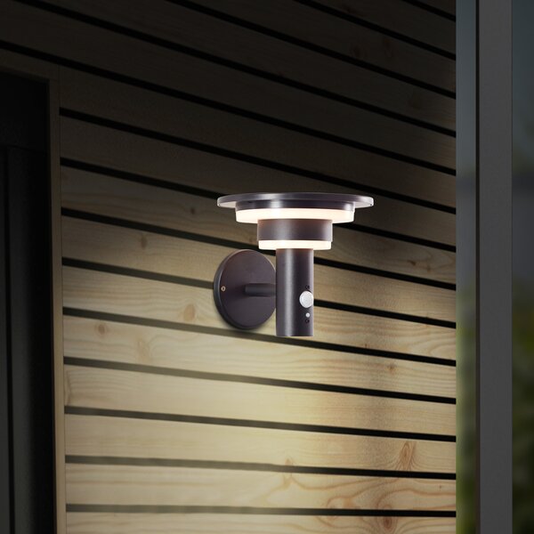 BRILLANTE applique solare nera per esterni GARVINA | incl. rilevatore di movimento | 3W 430 lm 3000 K | acciaio inox