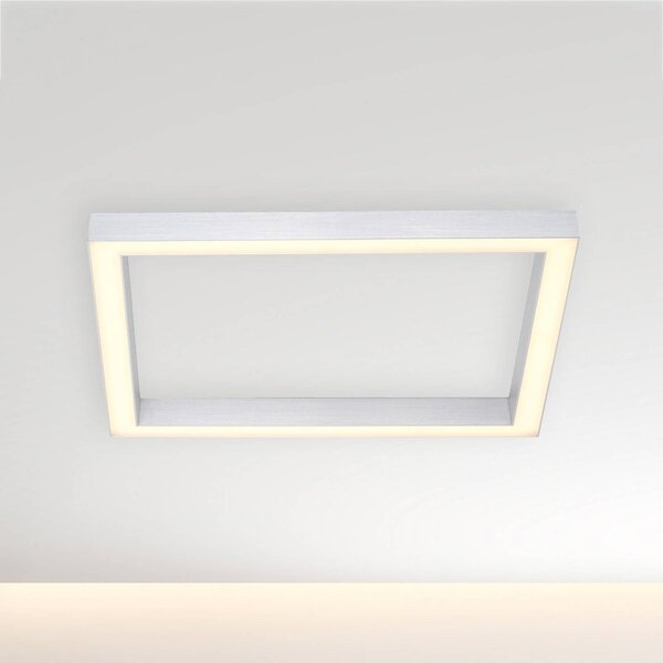 PURE Plafoniera a LED Lines Square, dimmerabile, Alluminio / Grigio / Zincato, Soggiorno / Sala da pranzo, Alluminio, Moderno, Plafoniera LED