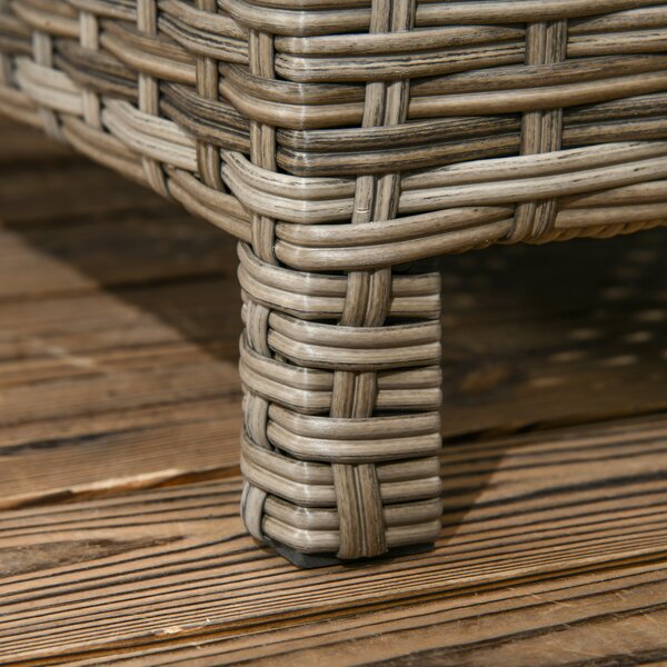 Outsunny Set da giardino 4 pezzi divano 2 posti + 1 poggiapiedi + 2 tavolini con cuscini beige marrone