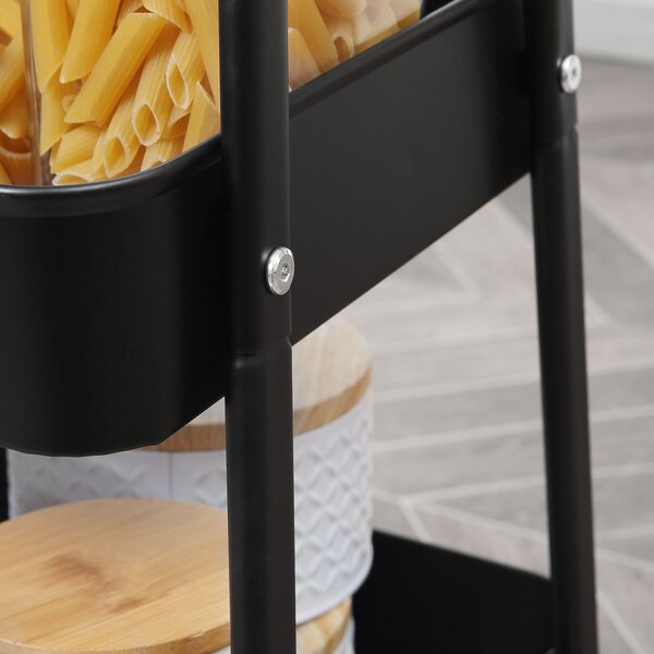 HOMCOM Carrello portaoggetti in acciaio con ruote e 3 ripiani, piano MDF, maniglie dim. 45L x 31P x 79,4A cm