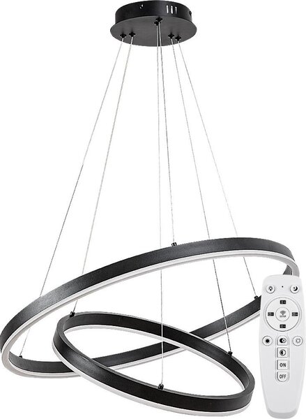 Rabalux Lampada a sospensione LED nera Isaure 600 mm 80 W CCT con telecomando 72305