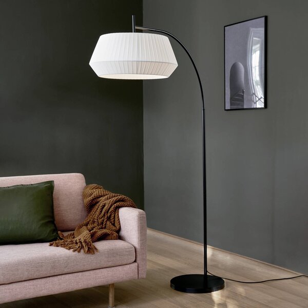 Nordlux Lampada ad arco Dicte, Bianco / Opale, Soggiorno / Sala da pranzo, Tessuto / Stoffa / Seta, Scandinavo, Lampada da terra
