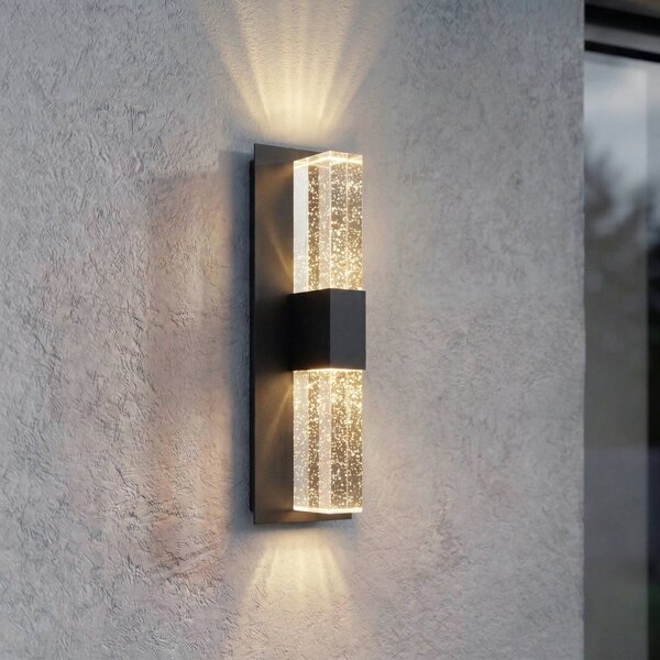 Lucande Applique da esterni a LED Velune, Nero, Alluminio, Moderno, Applique LED da esterni