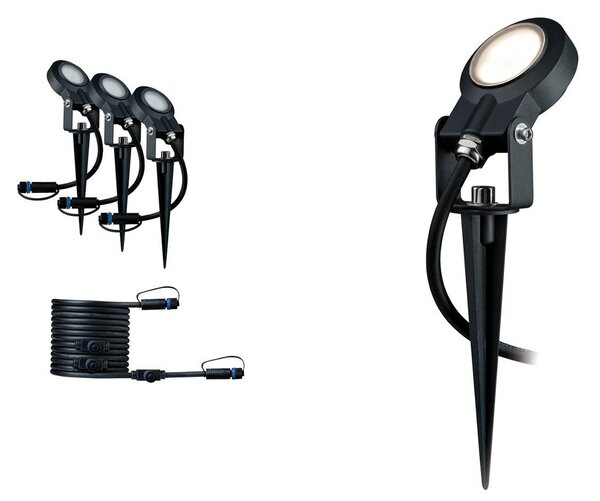 Paulmann Plug & Shine Sting 3000K 3 unità di estensione Sting, dimmerabile, Nero, Alluminio, Moderno