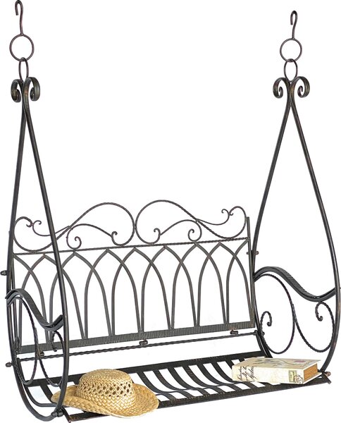 DanDiBo Panchina sospesa Metallo Marrone Altalena resistente alle intemperie Gondola Sospesa 1868 Panchina da giardino a 2 posti