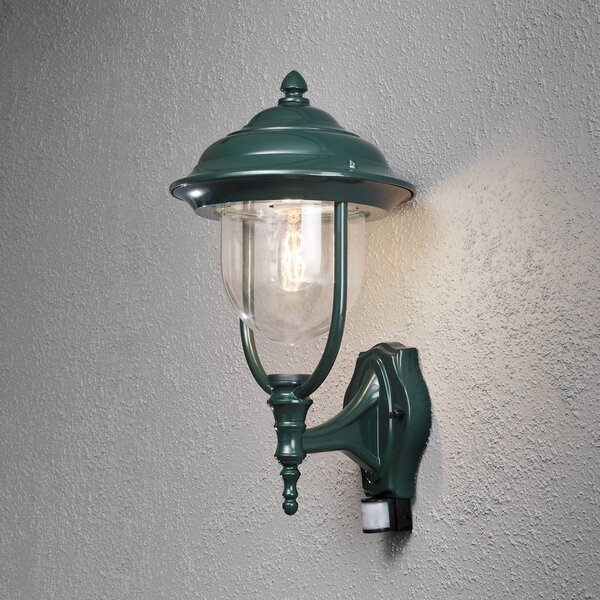 Konstsmide Lampada a muro da est.Parma con sens. pres., v. PARMA, Verde, Alluminio, Campagna / Rustiche