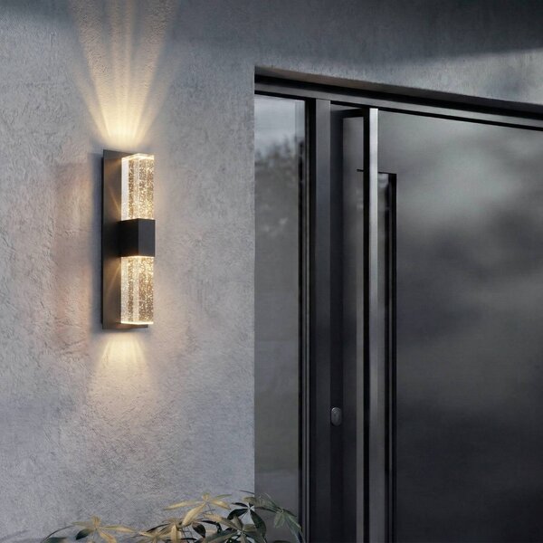 Lucande Applique da esterni a LED Velune, Nero, Alluminio, Moderno, Applique LED da esterni