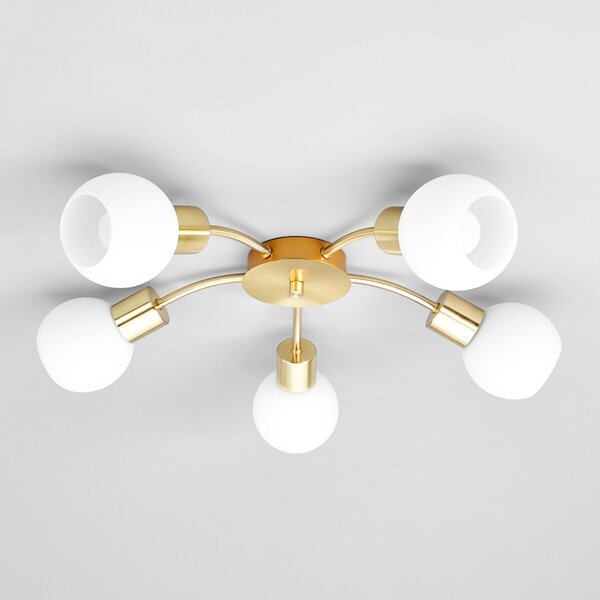 Plafoniera soffitto ELAINA Lindby, dimmerabile, Ottone / Oro, Soggiorno / Sala da pranzo, Metallo, Moderno, Plafoniera