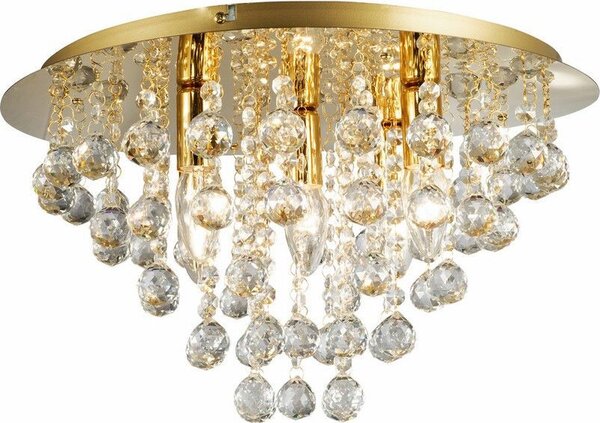 Lampada da soffitto London Crystal dorata 5xE14x40W in metallo, dimensioni: 26,5x46x46 cm, IP20, Reality