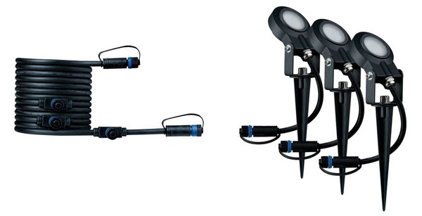 Paulmann Plug & Shine Sting 3000K 3 unità di estensione Sting, dimmerabile, Nero, Alluminio, Moderno