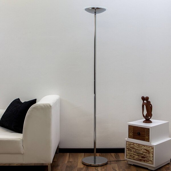 Lampada da terra con luce lettura MALEA Lindby, dimmerabile, Cromo / Argento, Soggiorno / Sala da pranzo, Metallo, Moderno, Lampada LED da terra