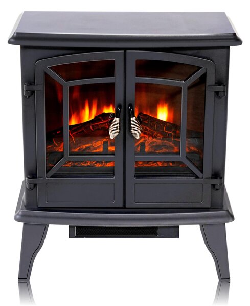 Camino elettrico a colonna - Metallo nero - 1800 Watt - Per ambienti interni