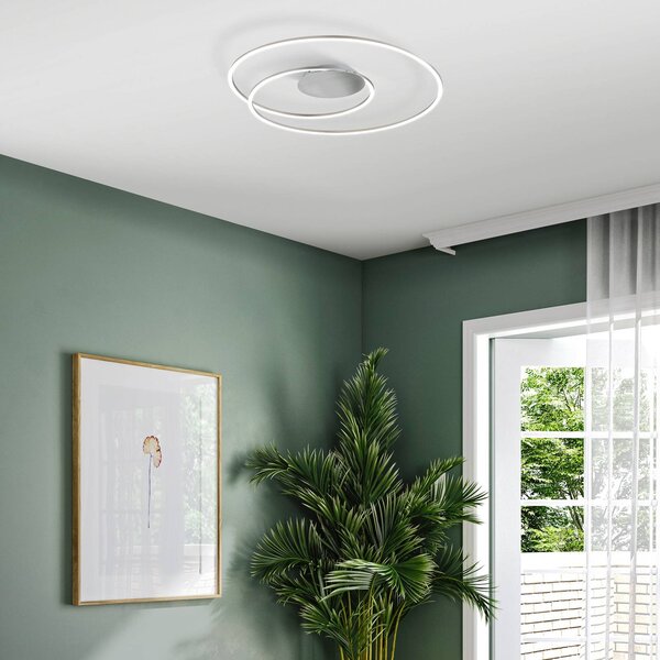 FISCHER & HONSEL Plafoniera soffitto HOLY, dimmerabile, Alluminio / Grigio / Zincato, Soggiorno / Sala da pranzo, Metallo, Moderno, Plafoniera