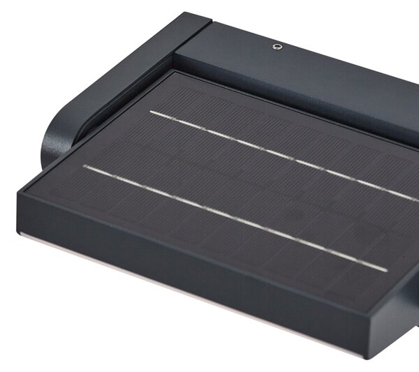 Lampada da parete per esterni nera con LED IP54 con sensore di movimento solare - Judge