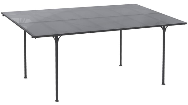 Outsunny Padiglione da garage e giardino con pali, Pergola rigida in alluminio e policarbonato, 500 x 299 x 195/223 cm, grigio | Aosom Italy