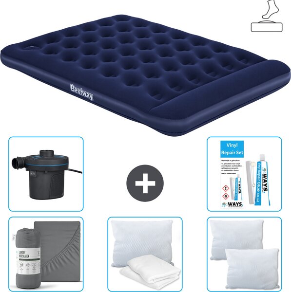 Materasso gonfiabile Bestway - 2 persone - 152 x 203 x 28 cm - Blu - Accessori inclusi