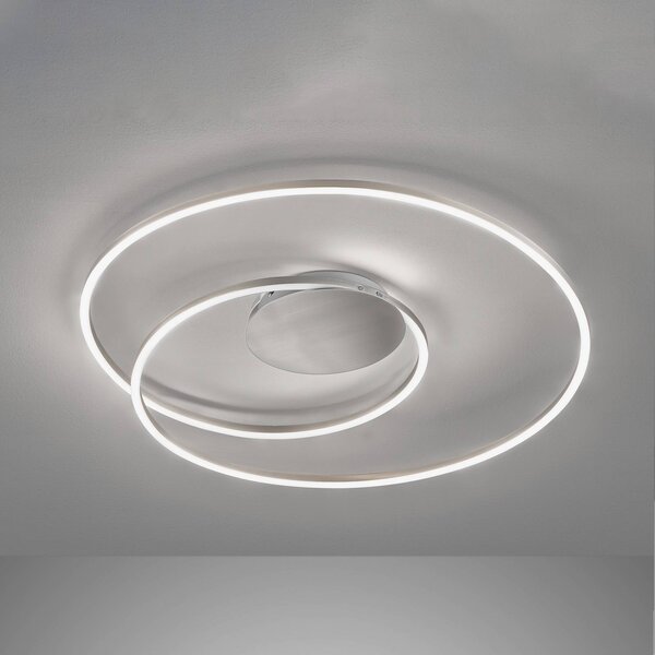 FISCHER & HONSEL Plafoniera soffitto HOLY, dimmerabile, Alluminio / Grigio / Zincato, Soggiorno / Sala da pranzo, Metallo, Moderno, Plafoniera