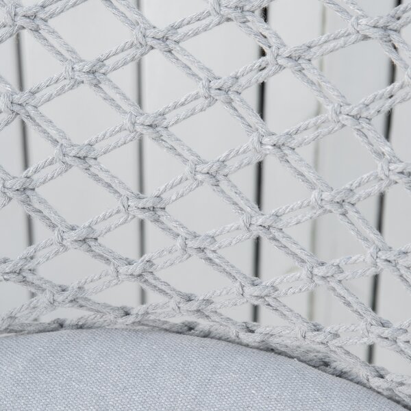 Outsunny Poltrona sospesa rotonda da giardino poltrona a luna papasan pieghevole grande comfort macramé cotone poliestere grigio
