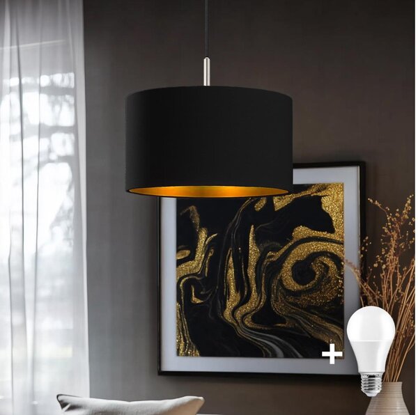 Eglo - Lampadario LED a sospensione su cavo TUNJA, 1xE27/60W/230V, nero