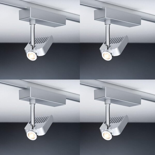 4er Set Paulmann Urail Système de Spot Vision II 1x10W Chrome Mat/Chrome 230