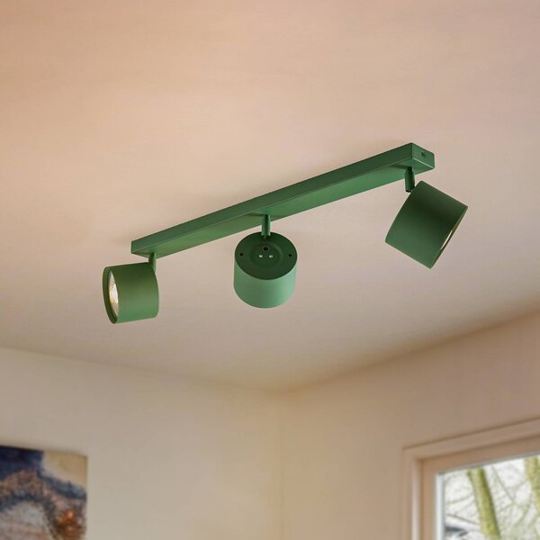 Faretto da soffitto Chloe orientabile a 3 luci, verde Argon, dimmerabile, Verde, Soggiorno / Sala da pranzo, Metallo, Moderno