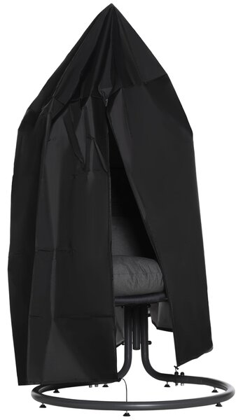 Outsunny Coprisedia sospesa copertura per sedia a bozzolo tessuto Oxford 210D con chiusura lampo Ø 115 x 190 cm nero