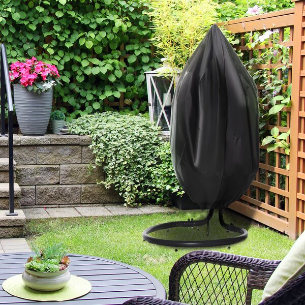 Outsunny Coprisedia sospesa copertura per sedia a bozzolo tessuto Oxford 210D con chiusura lampo Ø 115 x 190 cm nero