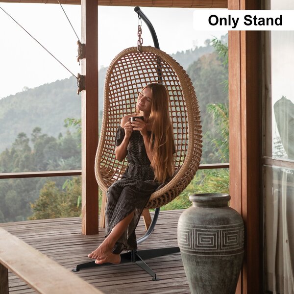 Outsunny Supporto per sedia sospesa, supporto sedia sospesa base a X anello a molla carico 120 kg 114 x 80 x 208 cm nero