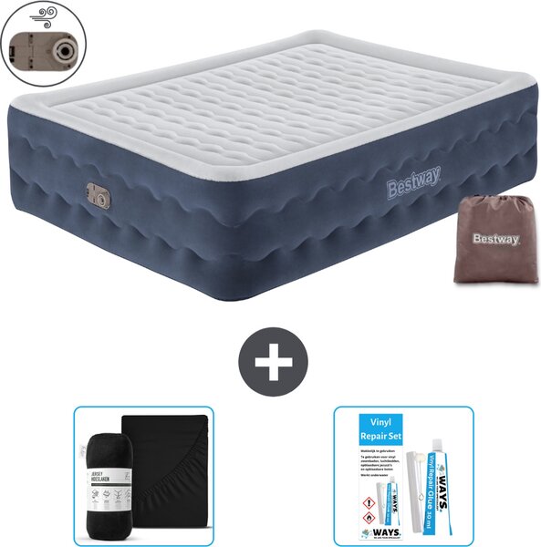 Materasso gonfiabile Bestway - 2 persone - 152 x 203 x 51 cm - Blu - Accessori inclusi