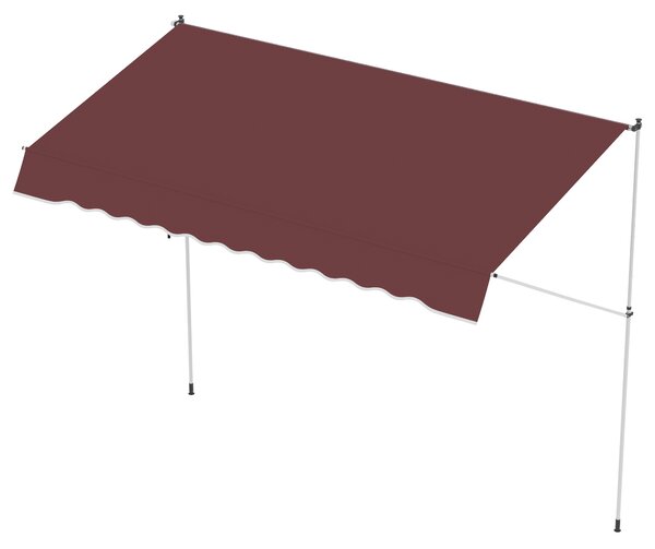 Outsunny Tendalino Manuale retrattile Auvent Telescopico senza Foratura 3L x 1,5l m Inclinazione e Altezza regolabile Installazione Veloce metallo alluminio Poliestere Anti-UV Bordeaux